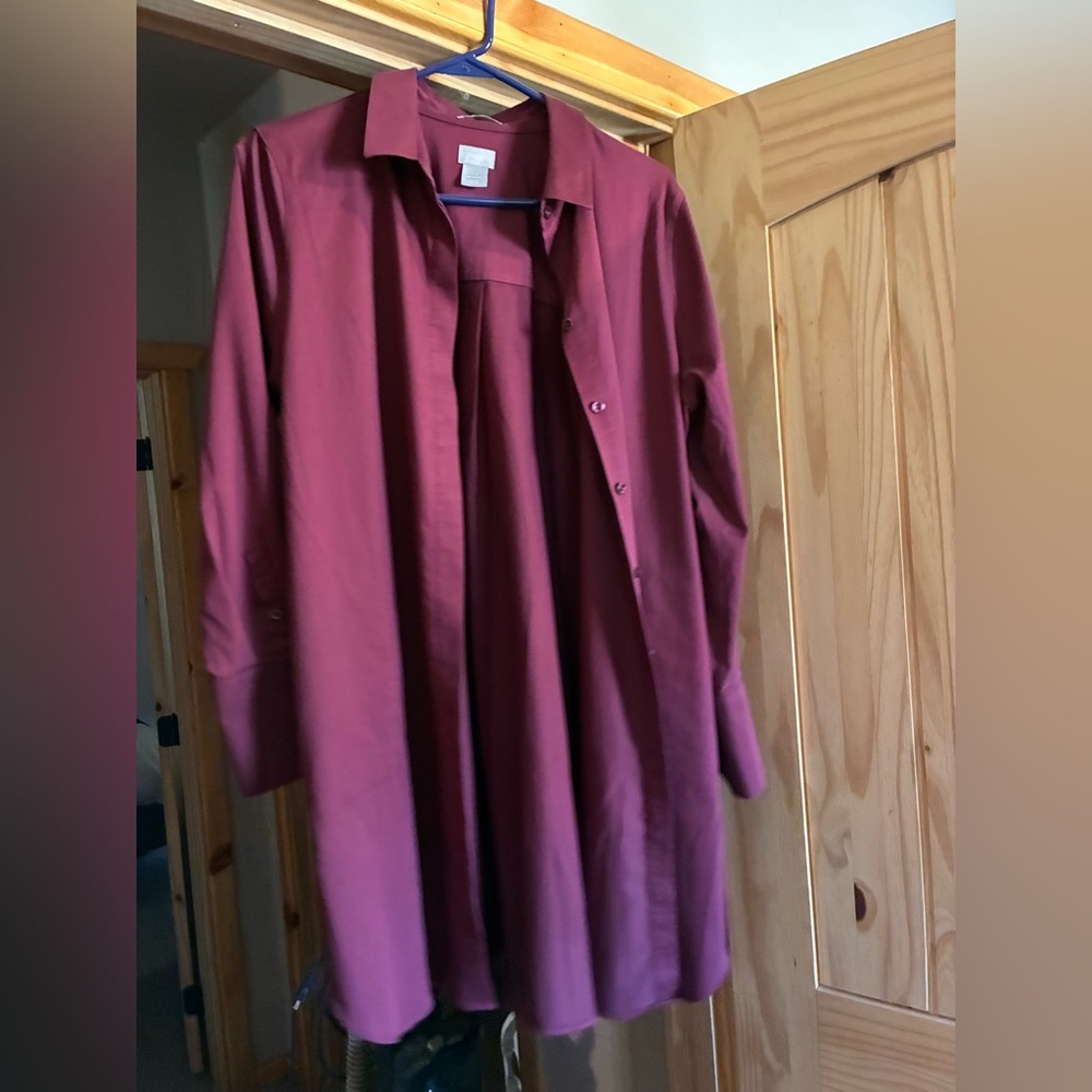Chico's Long Sleeve Button-Front Tunic - Wine